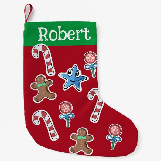 Gepersonaliseerd de kerststaart van het kind kleine kerstsok (Voorkant)