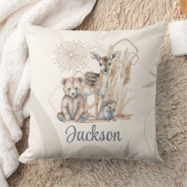 Gepersonaliseerd de naam Boho Beer Deer Gender Neu Kussen