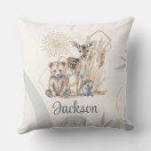Gepersonaliseerd de naam Boho Beer Deer Gender Neu Kussen (Achterkant)