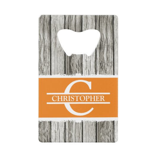 Gepersonaliseerd de naam van het initiaal rustic o creditkaart flessenopener (Voorkant)