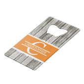 Gepersonaliseerd de naam van het initiaal rustic o creditkaart flessenopener (Achterkant Gekanteld)