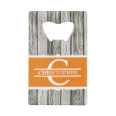 Gepersonaliseerd de naam van het initiaal rustic o creditkaart flessenopener (Achterkant)