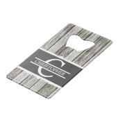 Gepersonaliseerd de naam van het initiaal rustic w creditkaart flessenopener (Voorkant Gekanteld)