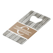 Gepersonaliseerd de naam van het initiaal rustisch creditkaart flessenopener (Achterkant Gekanteld)