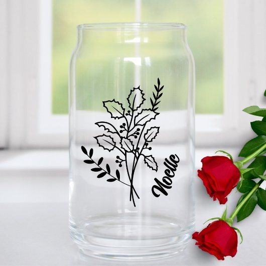 Gepersonaliseerd December Geboortemaand Bloem Holl Blikvorm Glas