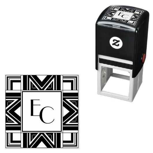 Gepersonaliseerd Deco Era Monogram Zelfinktende Stempel (In situ)