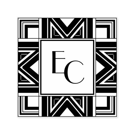 Gepersonaliseerd Deco Era Monogram Zelfinktende Stempel (Design)