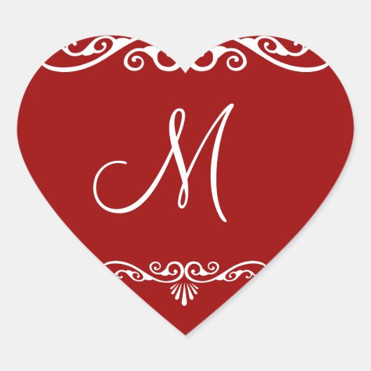 Gepersonaliseerd decoratief monogram hart sticker (Voorkant)