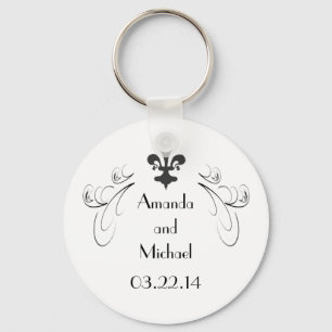 Gepersonaliseerd decoratieve Fleur de Lis Wedding Sleutelhanger