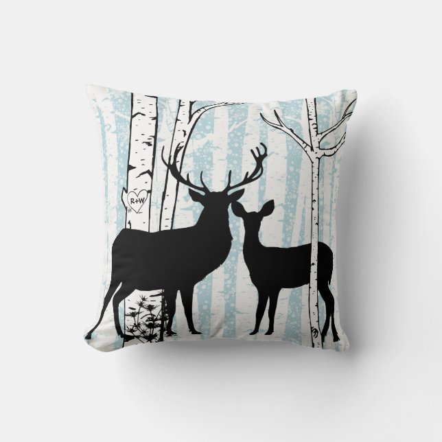 Gepersonaliseerd Deer in Love Birch Forest Sierkus Kussen (Voorkant)