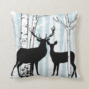 Gepersonaliseerd Deer in Love Birch Forest Sierkus Kussen
