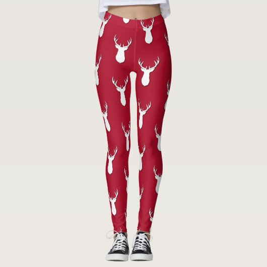 Gepersonaliseerd deer Trophy Pattern Festive Leggings (Voorkant)