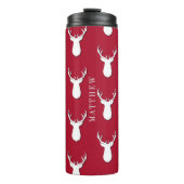 Gepersonaliseerd deer Trophy Pattern Festive Thermosbeker (Voorkant)