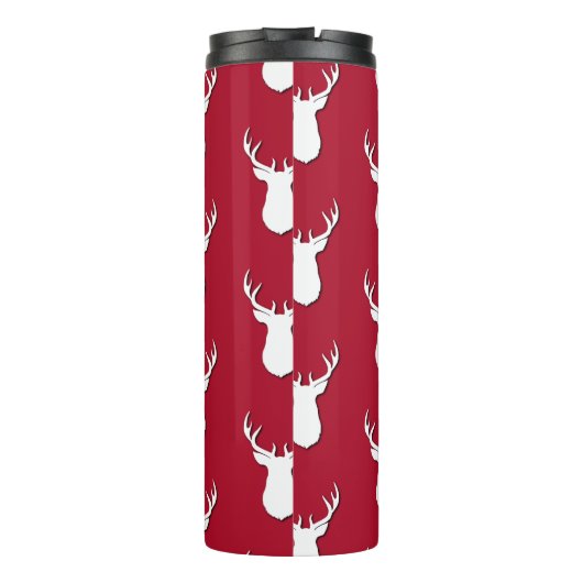 Gepersonaliseerd deer Trophy Pattern Festive Thermosbeker (Achterkant)