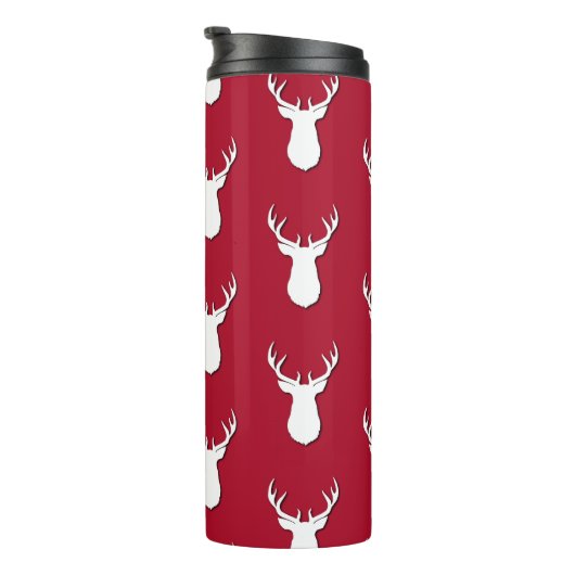 Gepersonaliseerd deer Trophy Pattern Festive Thermosbeker (Geroteerd rechts)