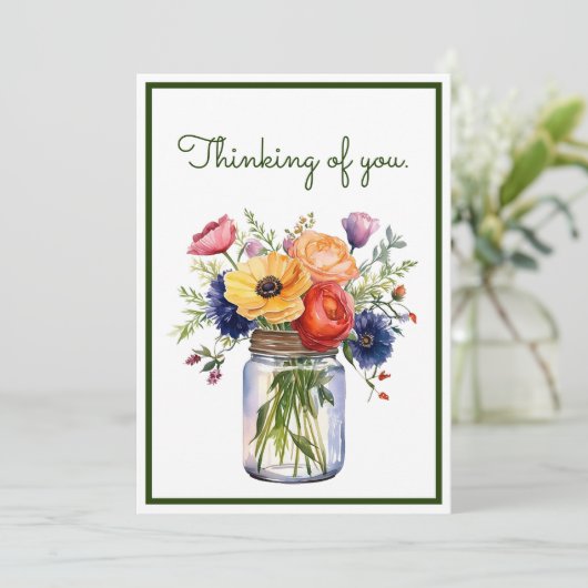 Gepersonaliseerd denken aan jou Waterverf Flowers (Staand voorkant)