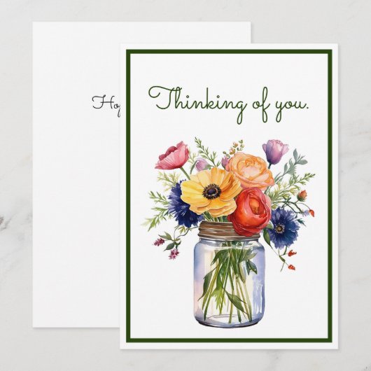 Gepersonaliseerd denken aan jou Waterverf Flowers (Voorkant / Achterkant)