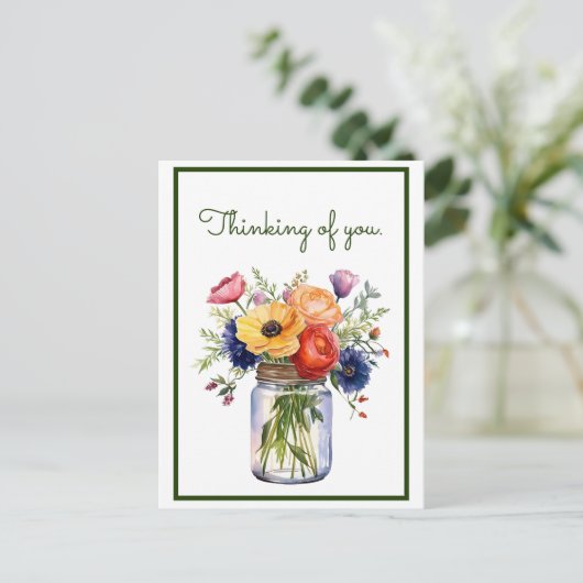 Gepersonaliseerd denken aan jou Waterverf Flowers Briefkaart (Staand voorkant)