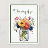 Gepersonaliseerd denken aan jou Waterverf Flowers Briefkaart (Voorkant)