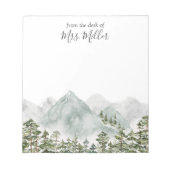 Gepersonaliseerd dennenbos en bergen notitieblok (Voorkant)