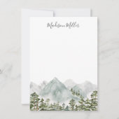 Gepersonaliseerd dennenbos en bergen notitiekaartje (Voorkant)