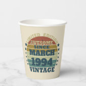 Gepersonaliseerd Dertig vintages 30ste verjaardags Papieren Bekers (Voorkant)