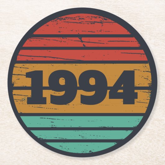 Gepersonaliseerd Dertig vintages 30ste verjaardags Ronde Kartonnen Onderzetter (Voorkant)