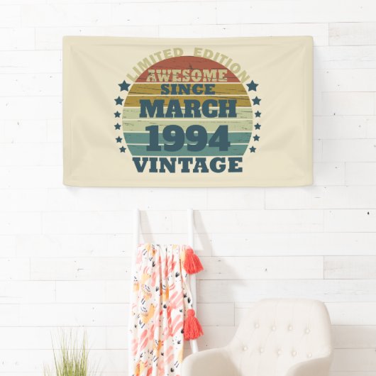 Gepersonaliseerd Dertig vintages 30ste verjaardags Spandoek (Insitu)