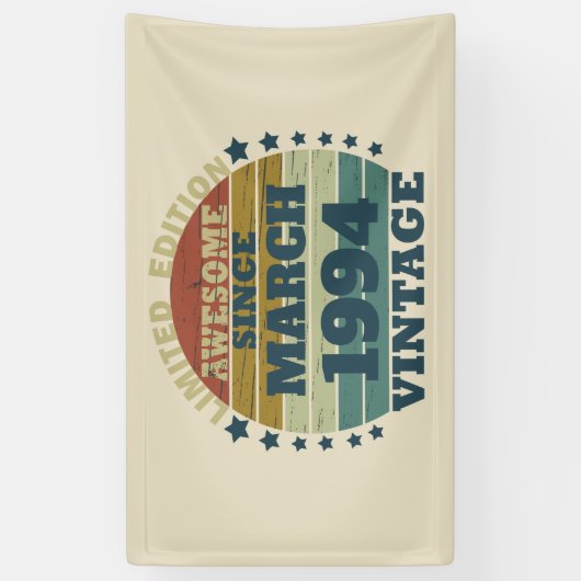 Gepersonaliseerd Dertig vintages 30ste verjaardags Spandoek (Verticaal)