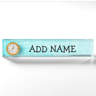 Gepersonaliseerd Desk Name Bord Blauwgroen Patroon Naambordje