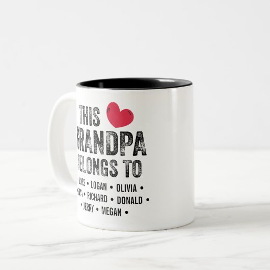 Gepersonaliseerd Deze opa behoort tot Aangepaste N Tweekleurige Koffiemok (Voorkant links)