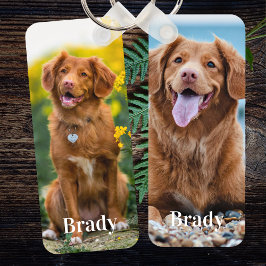 Gepersonaliseerd dichter 2 Fotonaam Hondenliefhebb Sleutelhanger