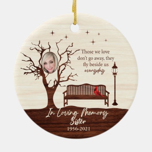 Gepersonaliseerd die we liefhebben / zuster keramisch ornament (Achterkant)