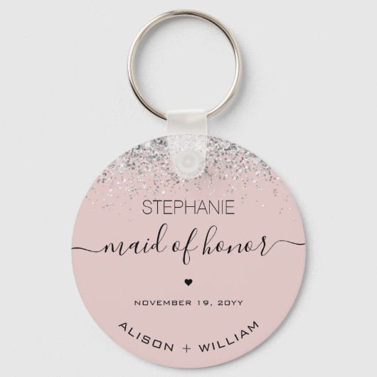 Gepersonaliseerd dienstmeisje van Honor Glitter co Sleutelhanger (Voorkant)