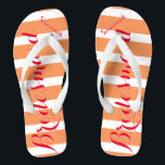 Gepersonaliseerd dienstmeisje van Honor Red en Cor Teenslippers<br><div class="desc">Gepersonaliseerde Red- en Coral Oranje Sherbert Stripes Patroon - Wijzigen in om het even welke kleur door op aanpassen te klikken. En zeg alles wat je maar wilt. Maak deze van een soort teenslipper met UW bericht op hen. Wees het praatje over het strand!</div>