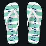 Gepersonaliseerd dienstmeisje van Honor Red en Min Teenslippers<br><div class="desc">Mustard Red en Mint Stripes Patroon - Wijzig elke kleur door op Aanpassen te klikken. En zeg alles wat je maar wilt. Maak deze van een soort teenslipper met UW bericht op hen. Wees het praatje over het strand!</div>