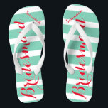 Gepersonaliseerd dienstmeisje van Honor Red en Min Teenslippers<br><div class="desc">Mustard Red en Mint Stripes Patroon - Wijzig elke kleur door op Aanpassen te klikken. En zeg alles wat je maar wilt. Maak deze van een soort teenslipper met UW bericht op hen. Wees het praatje over het strand!</div>