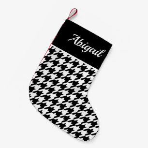 Gepersonaliseerd dieptooth Pattern Black White Kleine Kerstsok