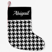 Gepersonaliseerd dieptooth Pattern Black White Kleine Kerstsok (Voorkant)