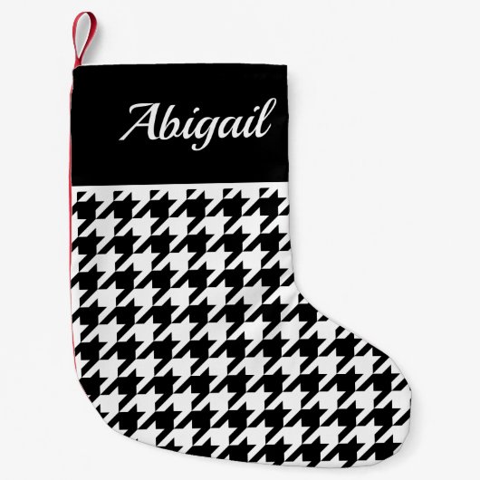 Gepersonaliseerd dieptooth Pattern Black White Kleine Kerstsok (Voorkant)