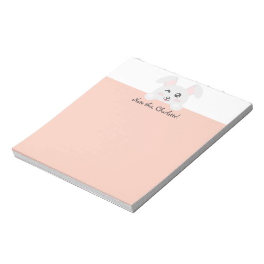 Gepersonaliseerd dier Kawaii - Bunny Notitieblok (Linkerzijde)