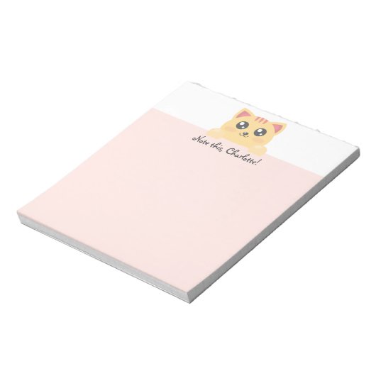 Gepersonaliseerd dier Kawaii - Kitten Notitieblok (Linkerzijde)