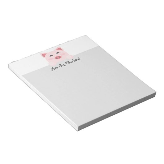 Gepersonaliseerd dier Kawaii - Varken Notitieblok (Schuin)