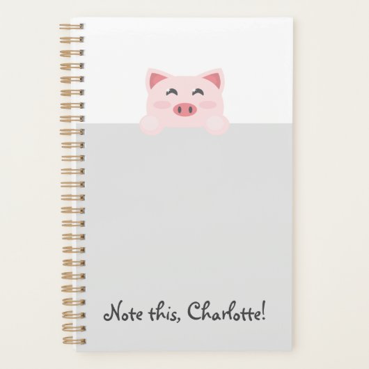 Gepersonaliseerd dier Kawaii - Varken Planner (Voorkant)