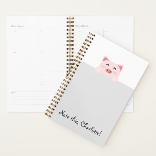 Gepersonaliseerd dier Kawaii - Varken Planner (Display)