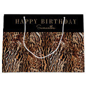 Gepersonaliseerd dierenprintpatroon met naam groot cadeauzakje (Voorkant)