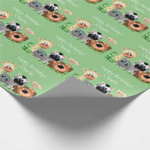 Gepersonaliseerd dierentuin, groen lef cadeaupapier