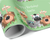 Gepersonaliseerd dierentuin, groen lef cadeaupapier (Rol Hoek)