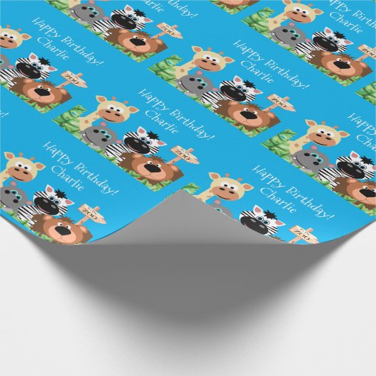 Gepersonaliseerd dierentuin, groen lef cadeaupapier (Hoek)