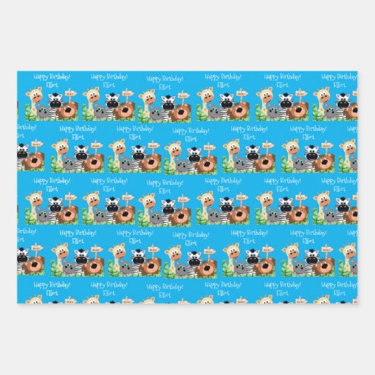 Gepersonaliseerd dierentuin, groen lef inpakpapier vel (Voorkant 2)